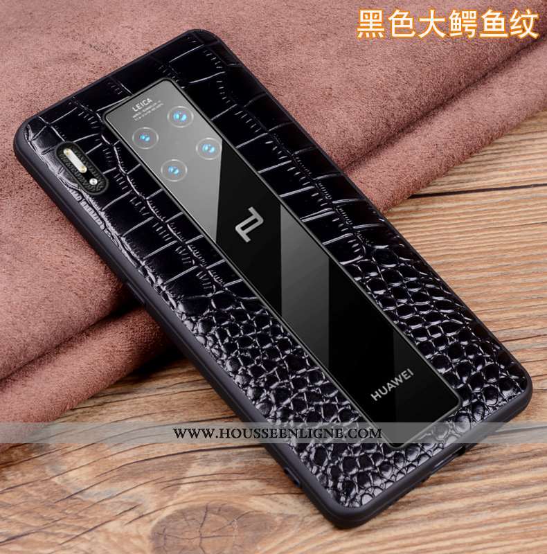 Coque Huawei Mate 30 Rs Cuir Véritable Cuir Étui Incassable Protection Vert Verte