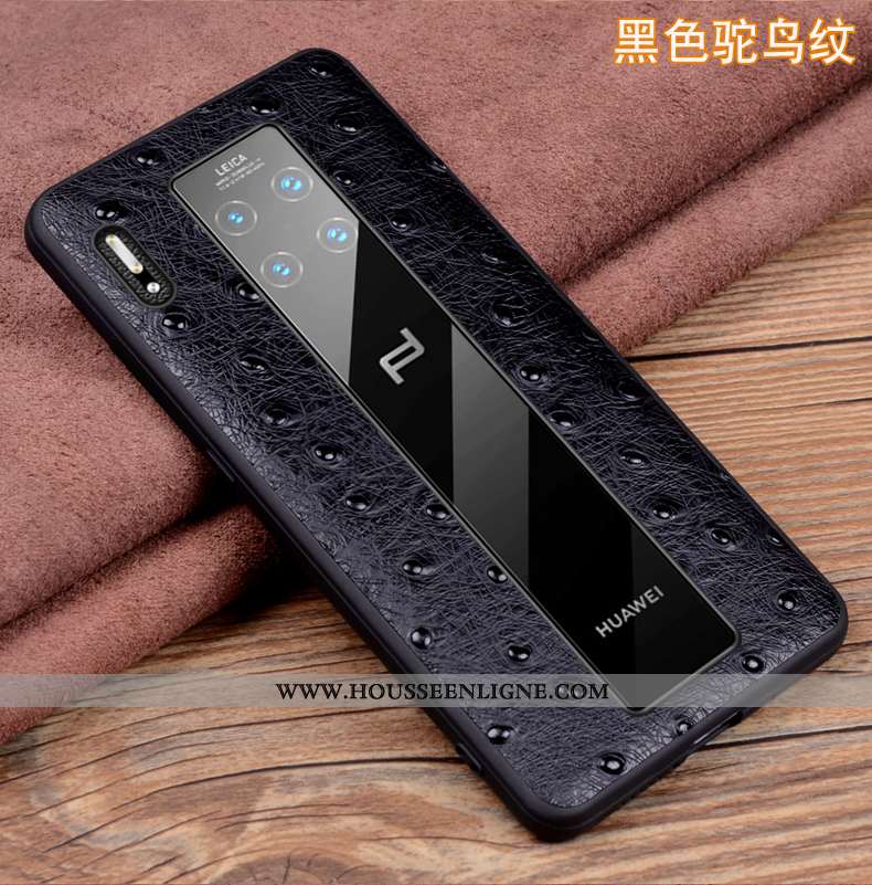 Coque Huawei Mate 30 Rs Cuir Véritable Cuir Étui Incassable Protection Vert Verte