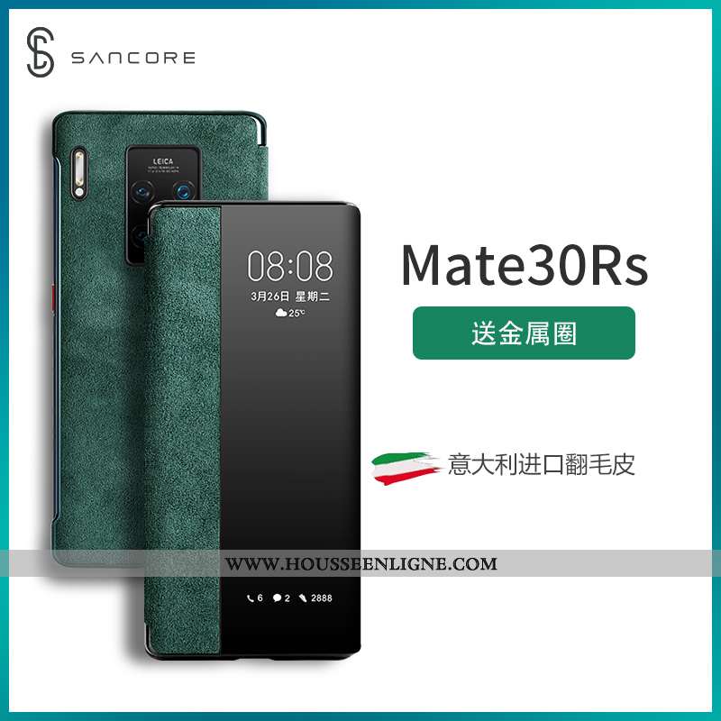 Coque Huawei Mate 30 Rs Daim Fourrure Protection Étui Windows Net Rouge Tendance Verte