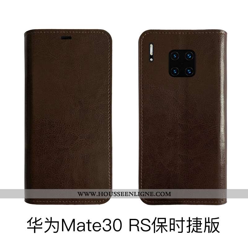 Coque Huawei Mate 30 Rs Protection Cuir Véritable Bovins Cuir Housse Tout Compris Rouge