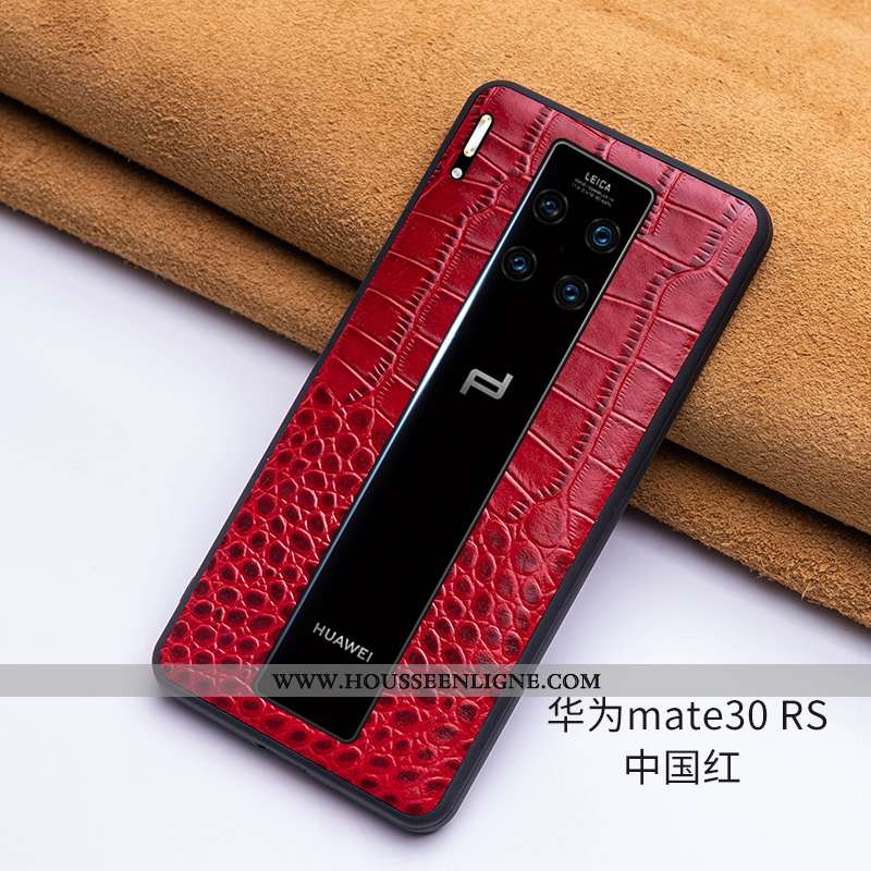 Coque Huawei Mate 30 Rs Protection Cuir Véritable Fluide Doux Incassable Cuir Haut Luxe Bordeaux