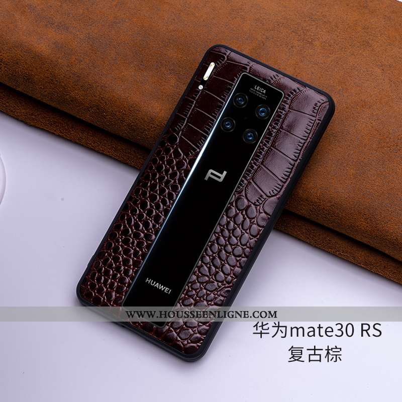Coque Huawei Mate 30 Rs Protection Cuir Véritable Fluide Doux Incassable Cuir Haut Luxe Bordeaux
