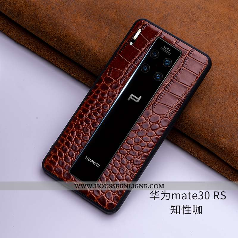 Coque Huawei Mate 30 Rs Protection Cuir Véritable Fluide Doux Incassable Cuir Haut Luxe Bordeaux