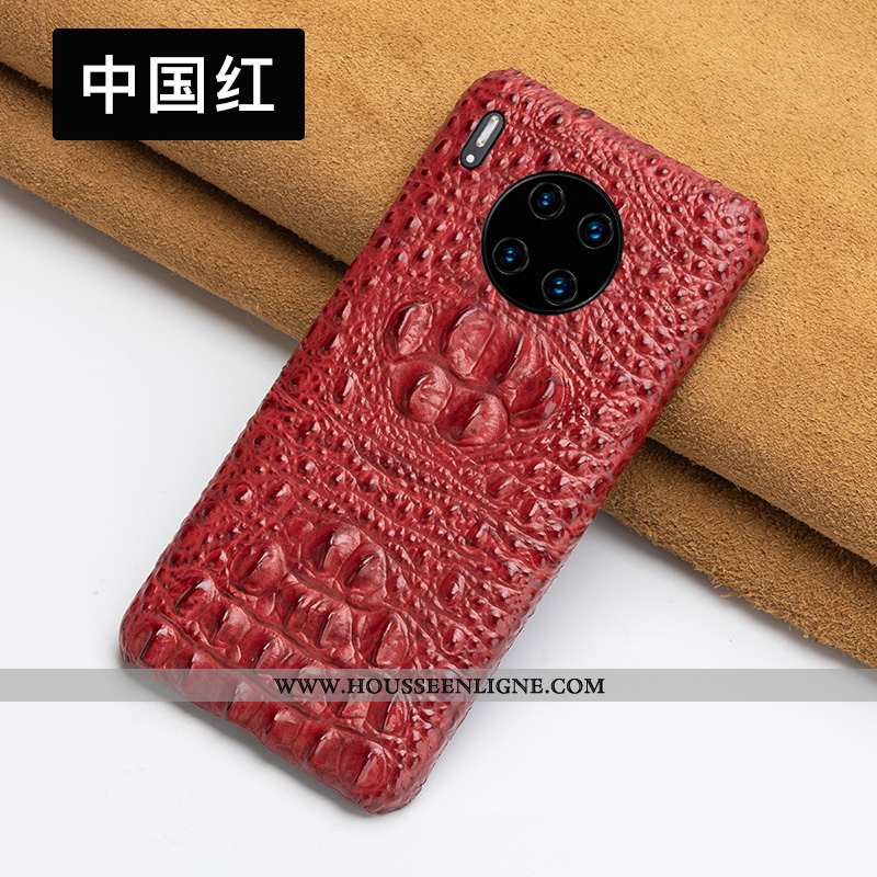 Coque Huawei Mate 30 Ultra Légère Qualité Cuir Haut Rouge Étui Bovins