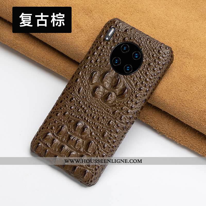 Coque Huawei Mate 30 Ultra Légère Qualité Cuir Haut Rouge Étui Bovins