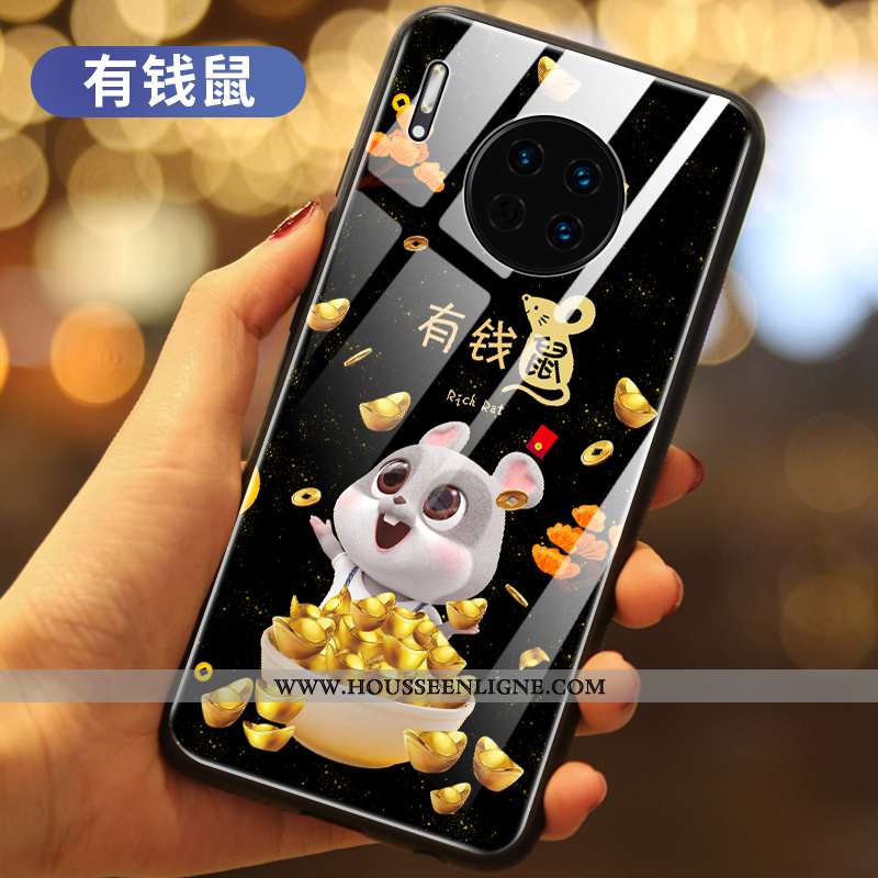 Coque Huawei Mate 30 Verre Créatif Nouveau Rat Téléphone Portable Rouge