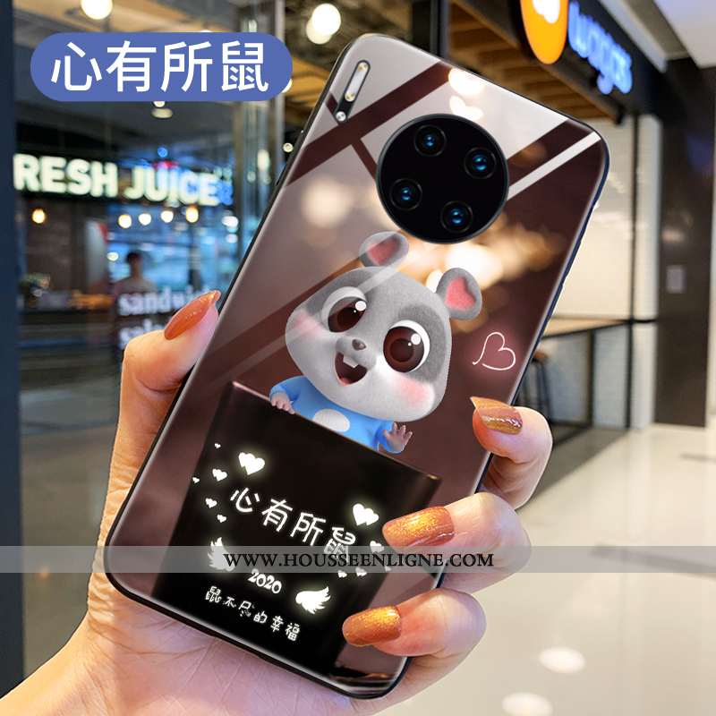 Coque Huawei Mate 30 Verre Créatif Nouveau Rat Téléphone Portable Rouge