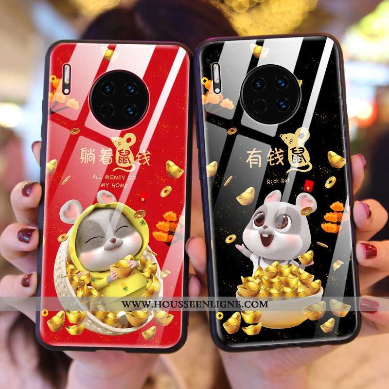 Coque Huawei Mate 30 Verre Créatif Nouveau Rat Téléphone Portable Rouge