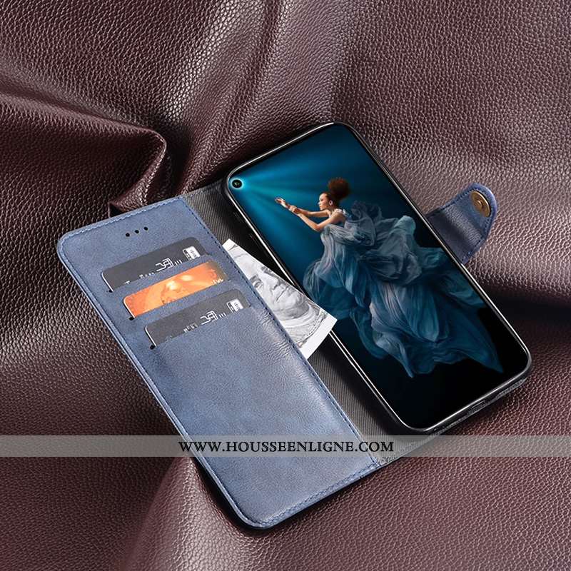 Coque Huawei Nova 5t Cuir Protection Étui Vin Rouge Carte Personnalité Métal Bordeaux