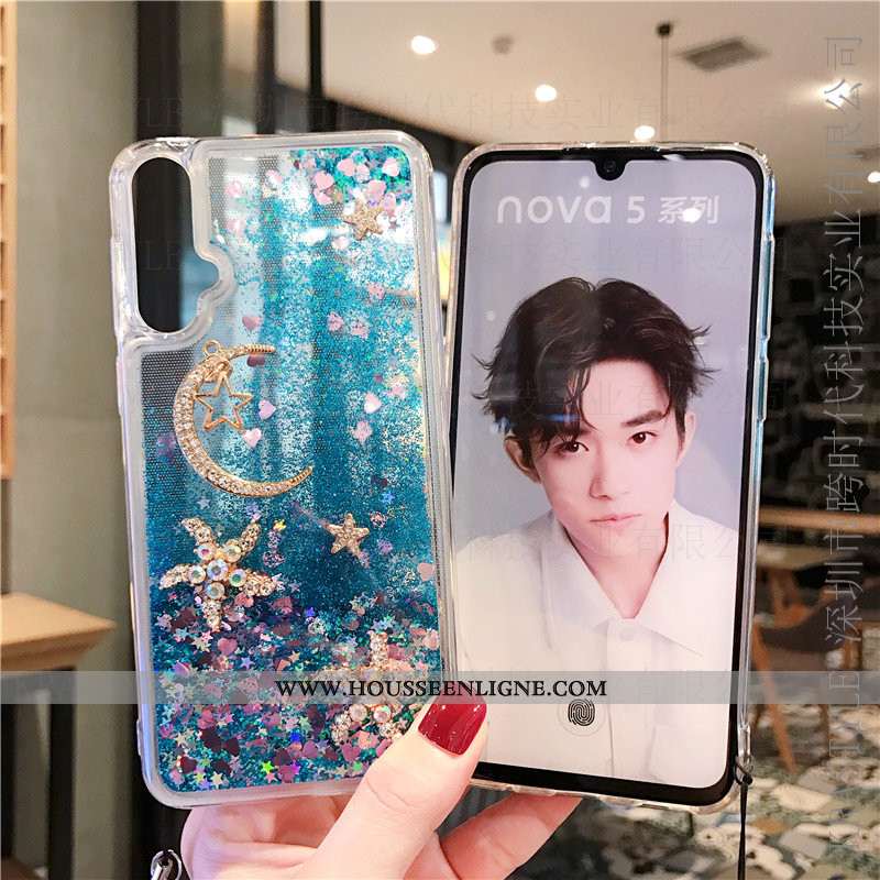 Coque Huawei Nova 5t Fluide Doux Net Rouge Quicksand Étui Violet Téléphone Portable