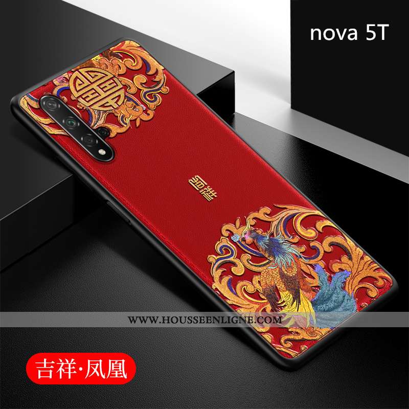 Coque Huawei Nova 5t Fluide Doux Silicone Net Rouge Tout Compris Étui Style Chinois