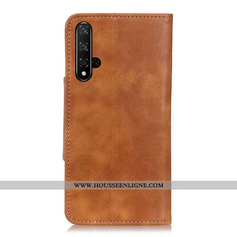 Coque Huawei Nova 5t Personnalité Cuir Marron Tempérer Housse Incassable Simple