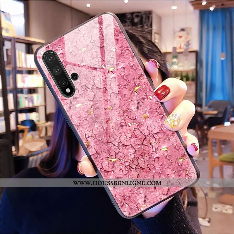 Coque Huawei Nova 5t Personnalité Tendance Personnalisé Vert 2020 Verre Modèle Fleurie Verte