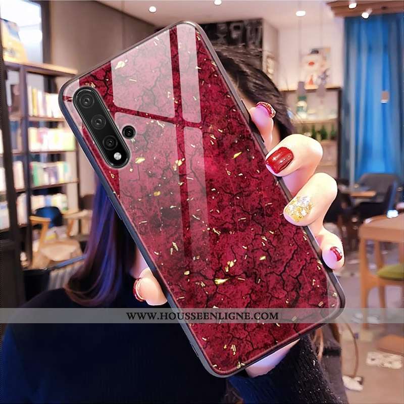 Coque Huawei Nova 5t Personnalité Tendance Personnalisé Vert 2020 Verre Modèle Fleurie Verte