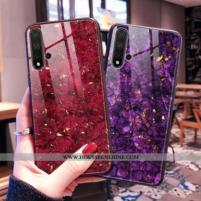 Coque Huawei Nova 5t Personnalité Tendance Personnalisé Vert 2020 Verre Modèle Fleurie Verte
