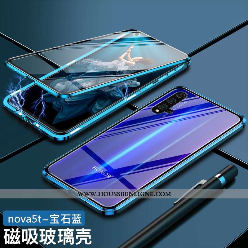 Coque Huawei Nova 5t Protection Verre Magnétisme Incassable Téléphone Portable Reversible Vert Verte