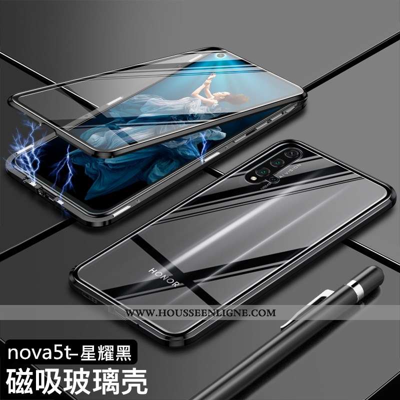 Coque Huawei Nova 5t Protection Verre Magnétisme Incassable Téléphone Portable Reversible Vert Verte