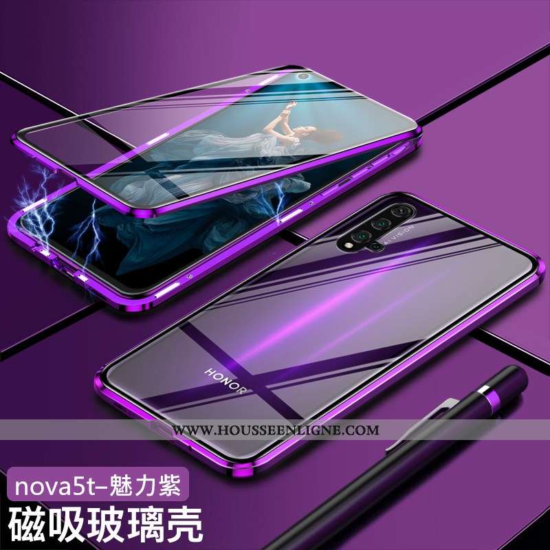 Coque Huawei Nova 5t Protection Verre Magnétisme Incassable Téléphone Portable Reversible Vert Verte