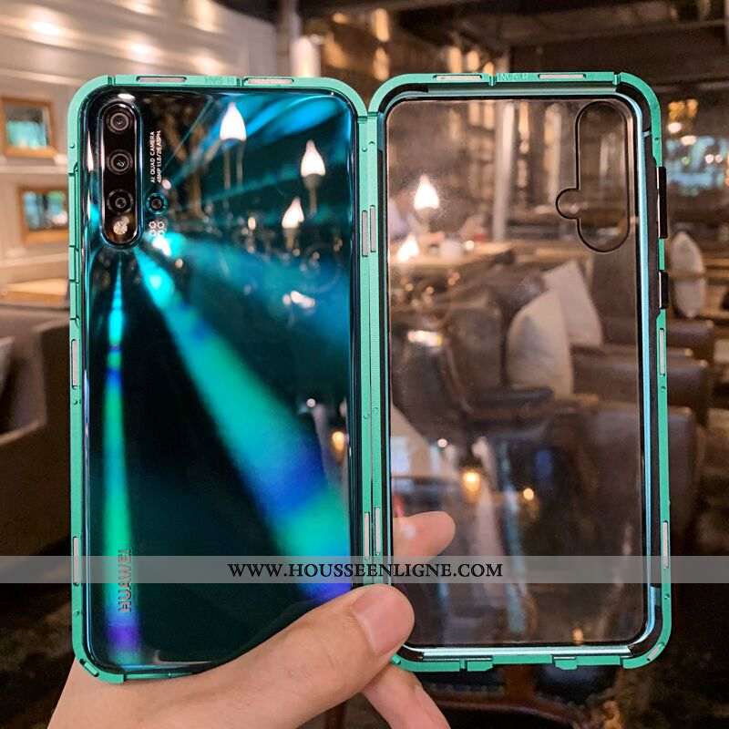 Coque Huawei Nova 5t Protection Verre Magnétisme Incassable Téléphone Portable Reversible Vert Verte
