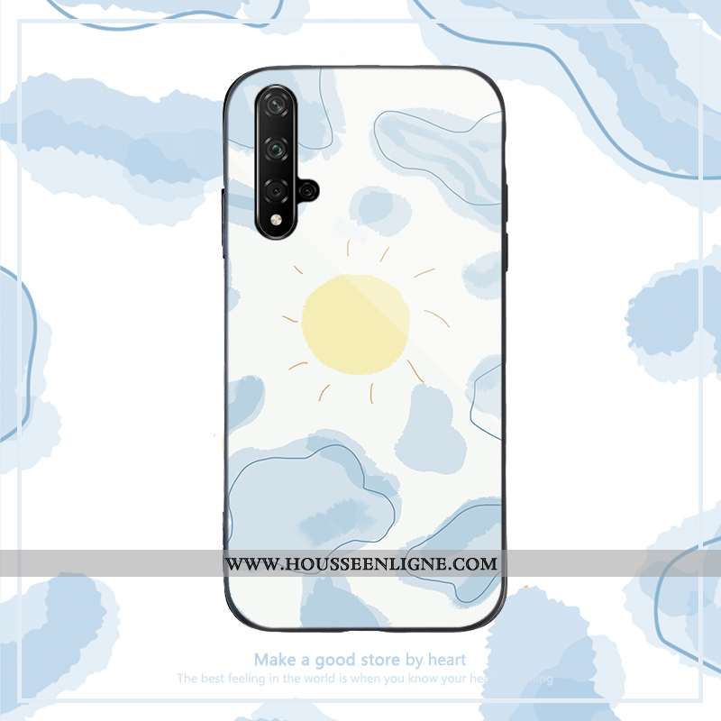 Coque Huawei Nova 5t Protection Verre Téléphone Portable Personnalité Simple Nouveau Vert Rose