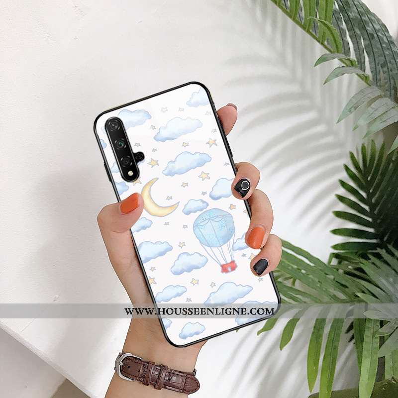 Coque Huawei Nova 5t Protection Verre Téléphone Portable Personnalité Simple Nouveau Vert Rose