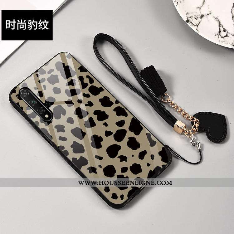 Coque Huawei Nova 5t Tendance Modèle Fleurie Verre Mode Blanc Léopard Blanche