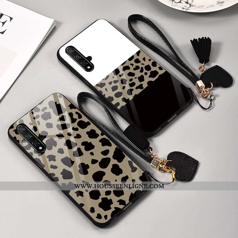 Coque Huawei Nova 5t Tendance Modèle Fleurie Verre Mode Blanc Léopard Blanche