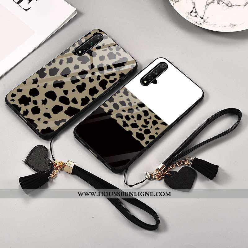 Coque Huawei Nova 5t Tendance Modèle Fleurie Verre Mode Blanc Léopard Blanche