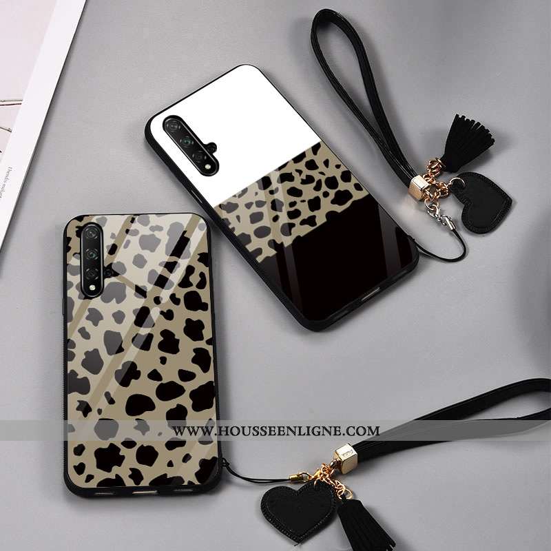 Coque Huawei Nova 5t Tendance Modèle Fleurie Verre Mode Blanc Léopard Blanche
