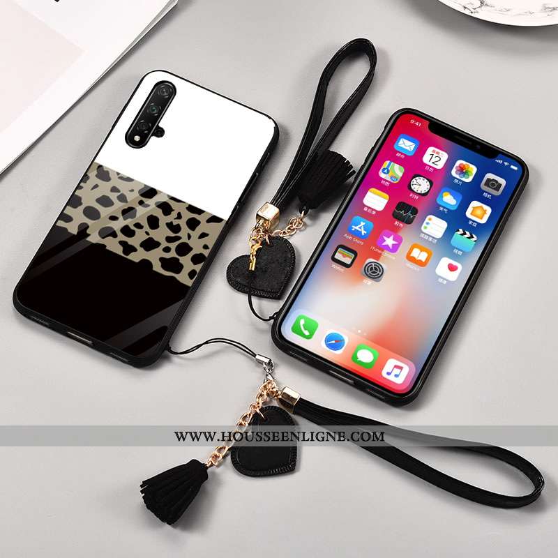 Coque Huawei Nova 5t Tendance Modèle Fleurie Verre Mode Blanc Léopard Blanche