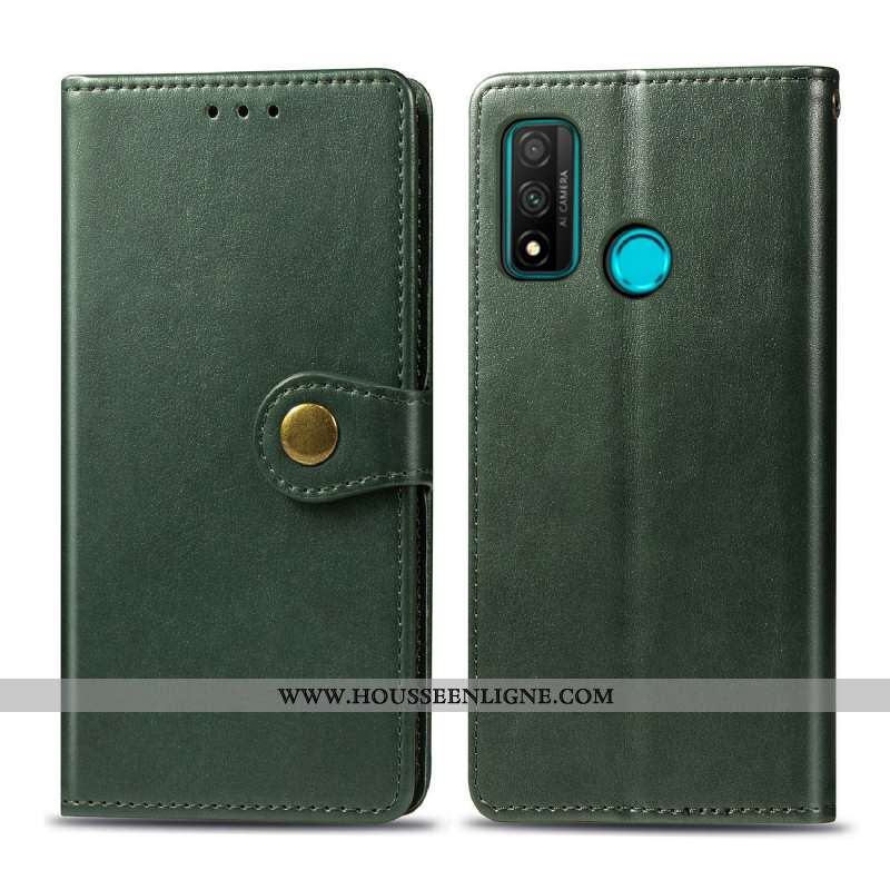 Coque Huawei P Smart 2020 Cuir Ornements Suspendus Étui Vert Une Agrafe Téléphone Portable Simple Ve