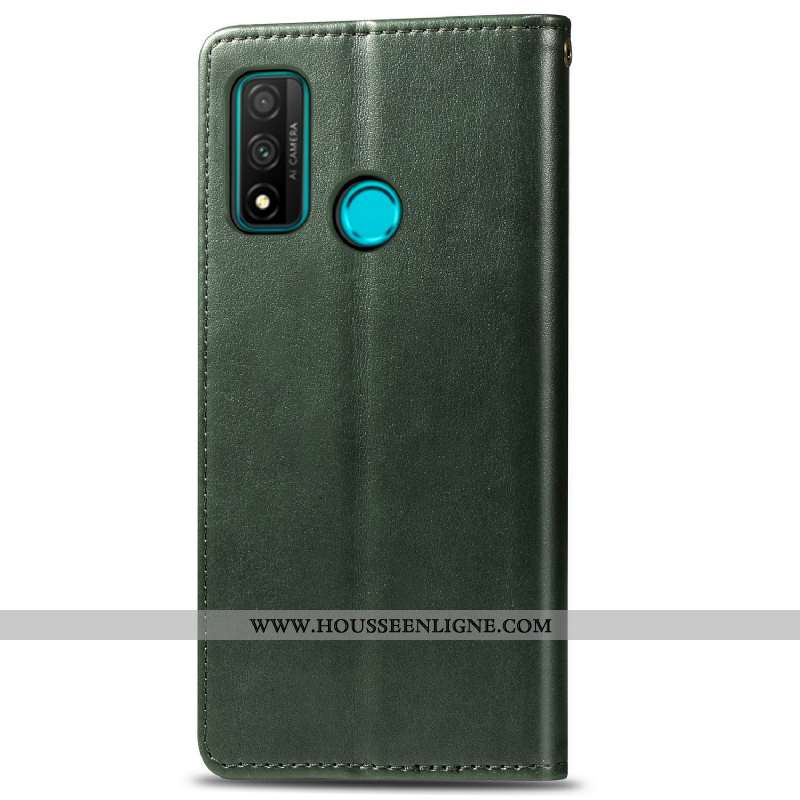 Coque Huawei P Smart 2020 Cuir Ornements Suspendus Étui Vert Une Agrafe Téléphone Portable Simple Ve