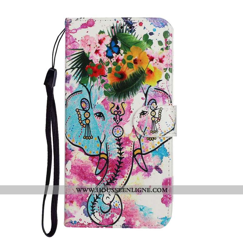 Coque Huawei P Smart 2020 Cuir Protection Clamshell Rouge Étui Téléphone Portable Rose