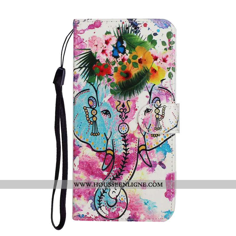 Coque Huawei P Smart 2020 Cuir Protection Clamshell Rouge Étui Téléphone Portable Rose