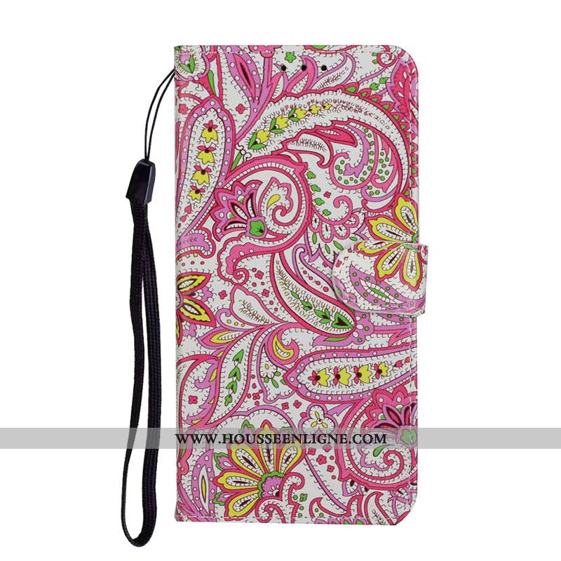 Coque Huawei P Smart 2020 Cuir Protection Clamshell Rouge Étui Téléphone Portable Rose