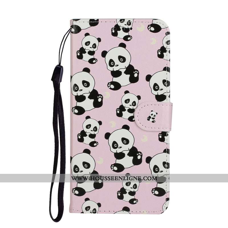 Coque Huawei P Smart 2020 Cuir Protection Clamshell Rouge Étui Téléphone Portable Rose