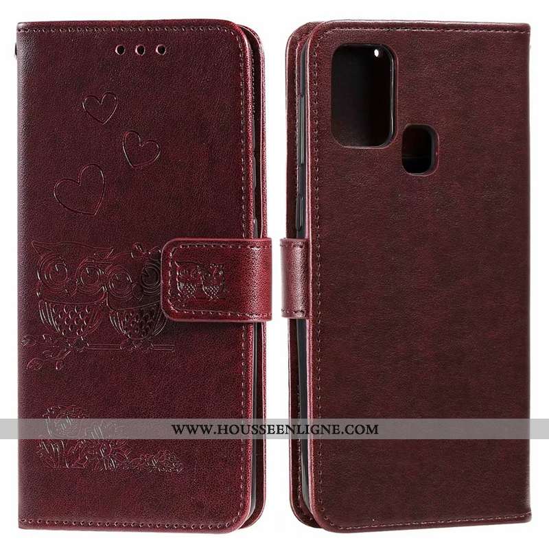 Coque Huawei P Smart 2020 Cuir Téléphone Portable Clamshell Étui Carte Violet