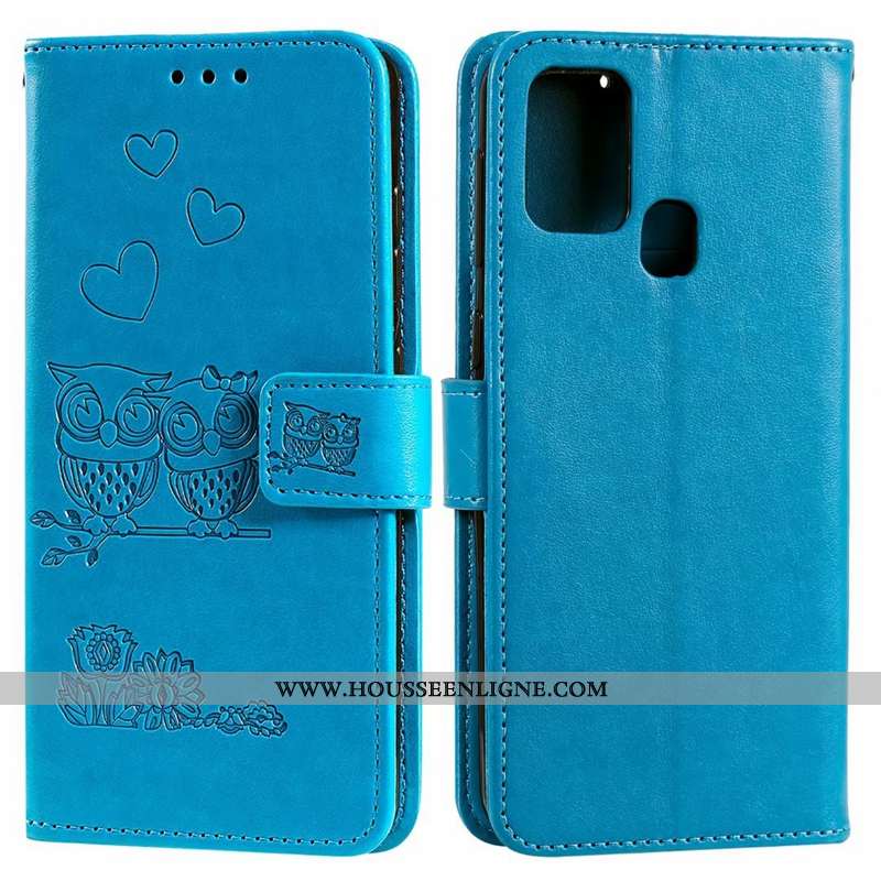 Coque Huawei P Smart 2020 Cuir Téléphone Portable Clamshell Étui Carte Violet