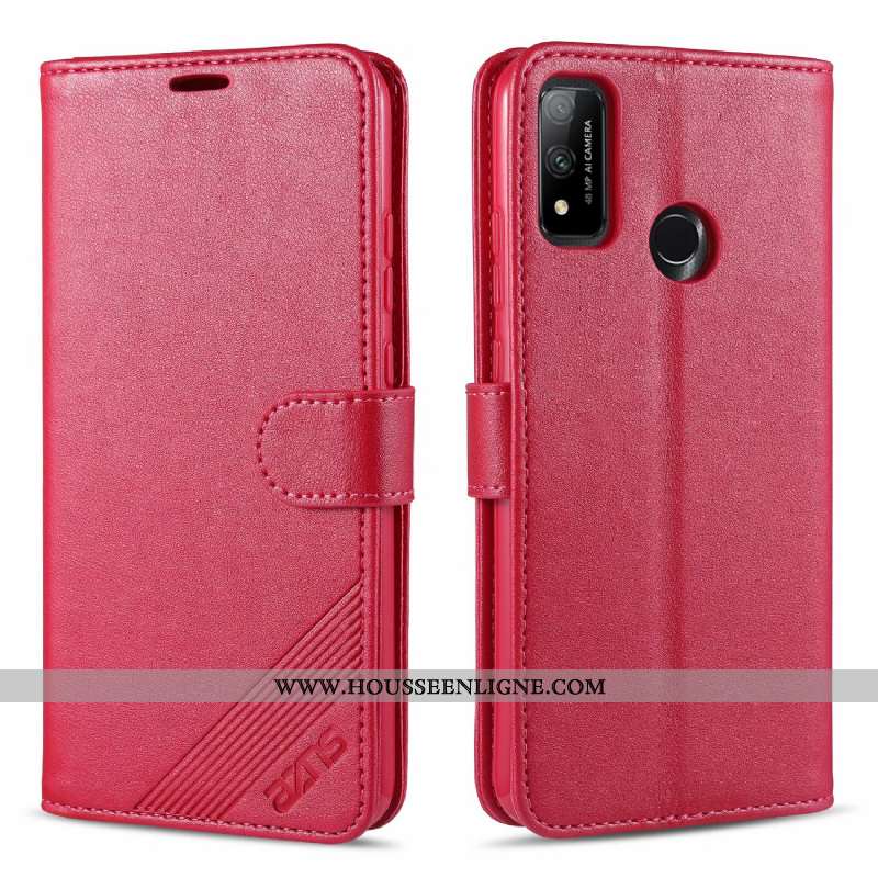 Coque Huawei P Smart 2020 Fluide Doux Portefeuille Étui Carte Rouge Tout Compris Rose