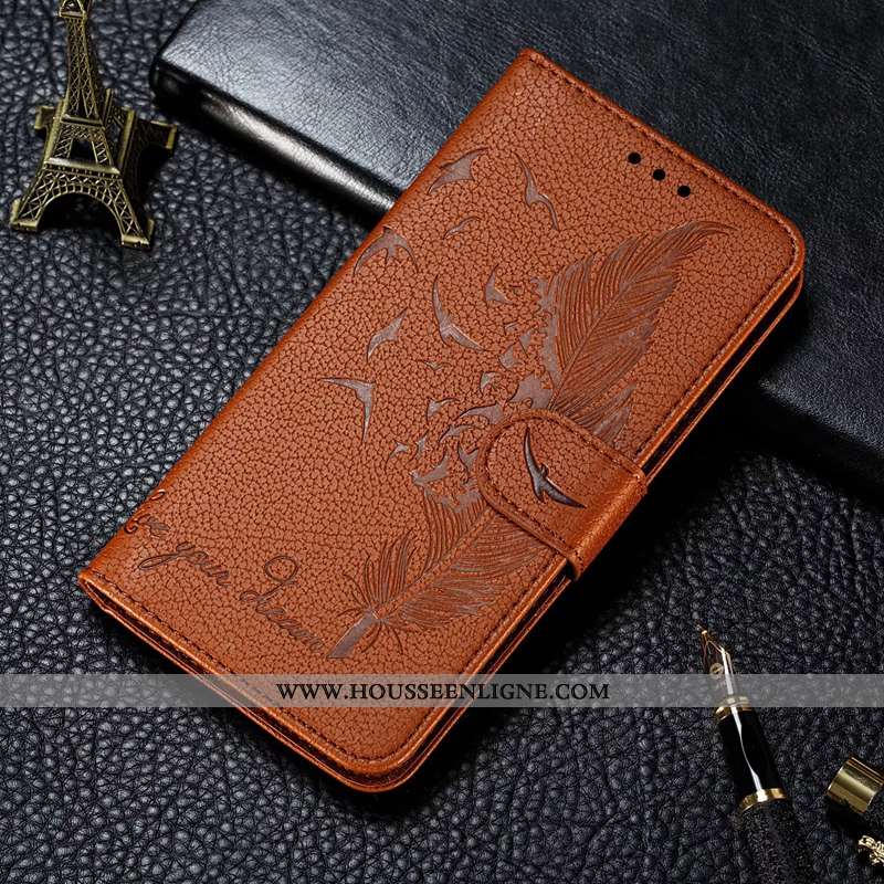 Coque Huawei P Smart 2020 Portefeuille Cuir Clamshell Incassable Tout Compris Étui Marron