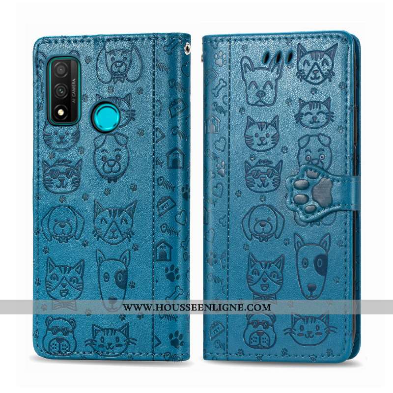 Coque Huawei P Smart 2020 Protection Charmant Téléphone Portable Portefeuille Une Agrafe Chat Jaune