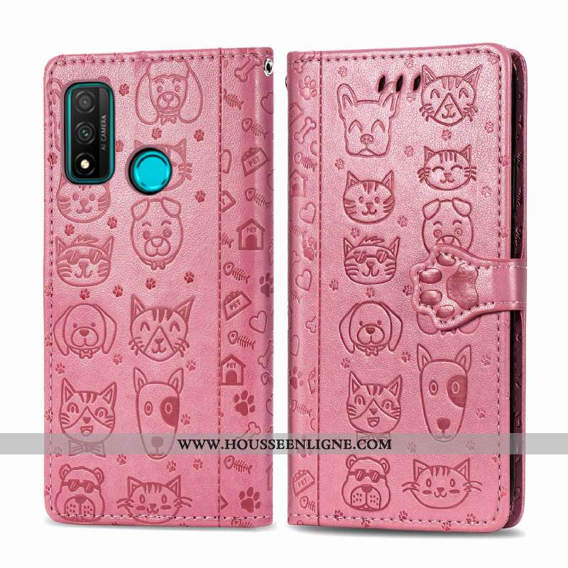Coque Huawei P Smart 2020 Protection Charmant Téléphone Portable Portefeuille Une Agrafe Chat Jaune