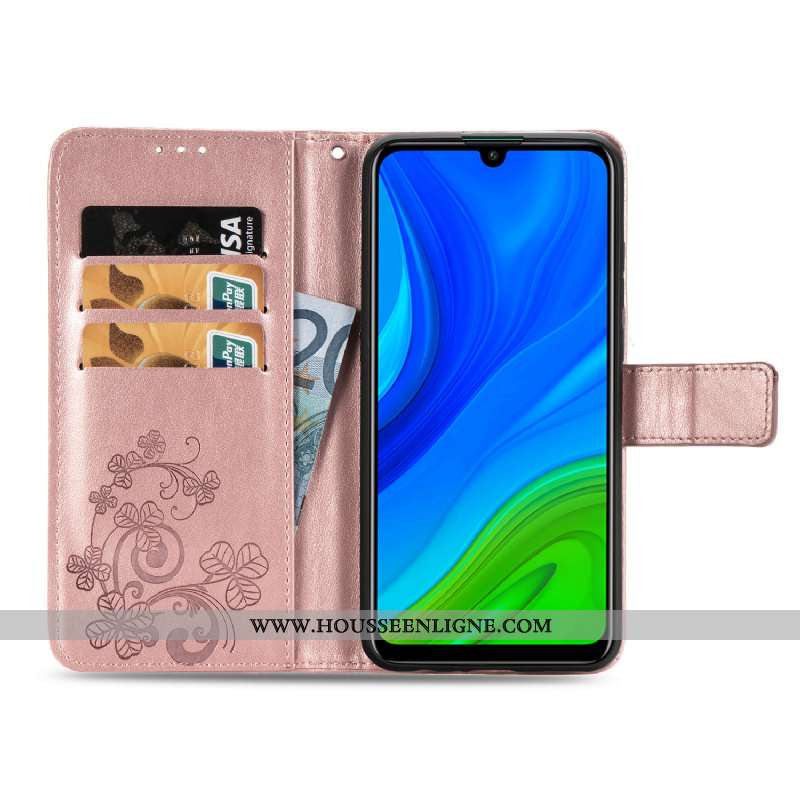 Coque Huawei P Smart 2020 Protection Cuir Étui Rose Téléphone Portable Clamshell