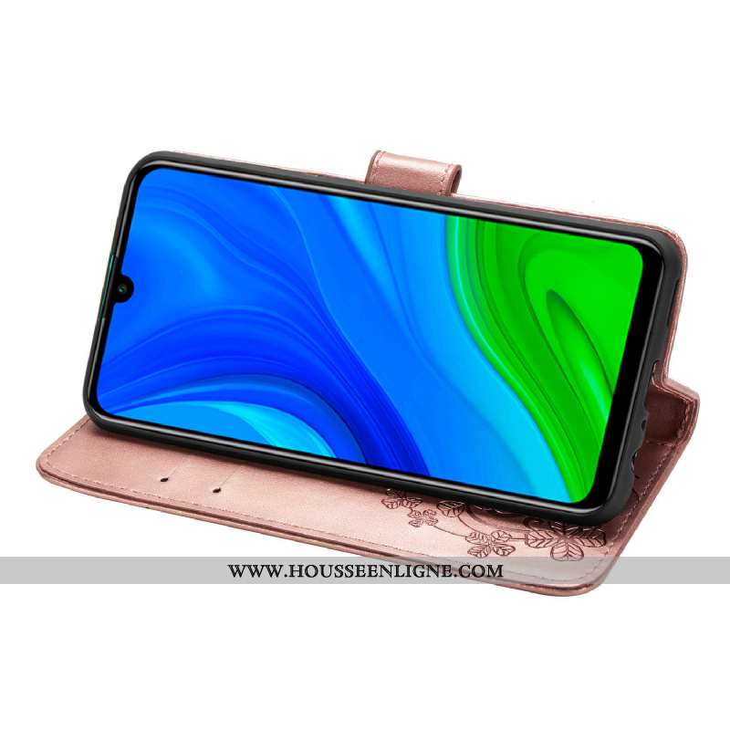 Coque Huawei P Smart 2020 Protection Cuir Étui Rose Téléphone Portable Clamshell