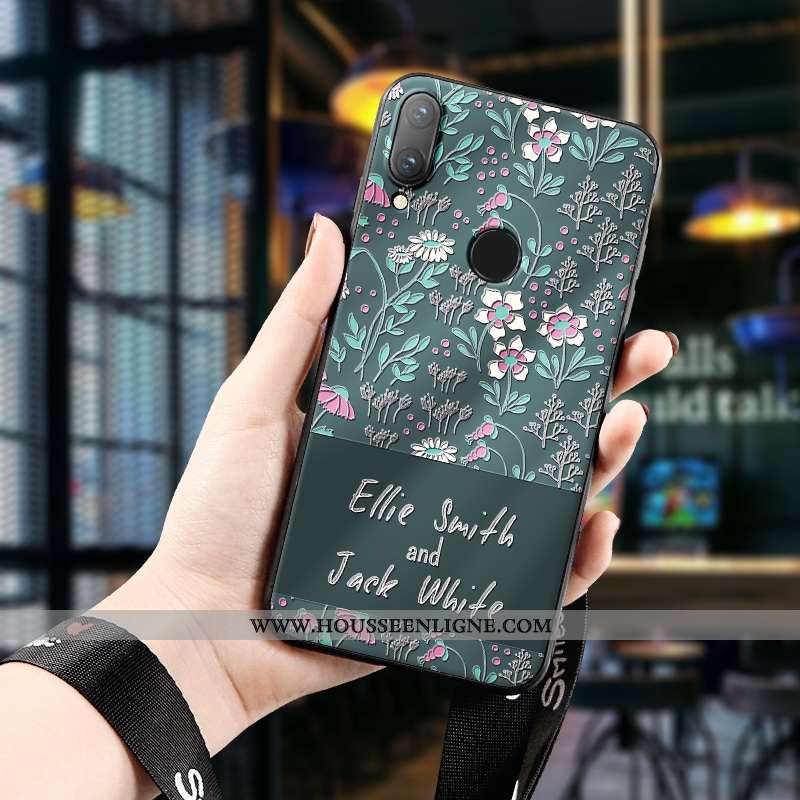 Coque Huawei P Smart 2020 Tendance Silicone Étui Téléphone Portable Dimensionnel Protection Art Vert