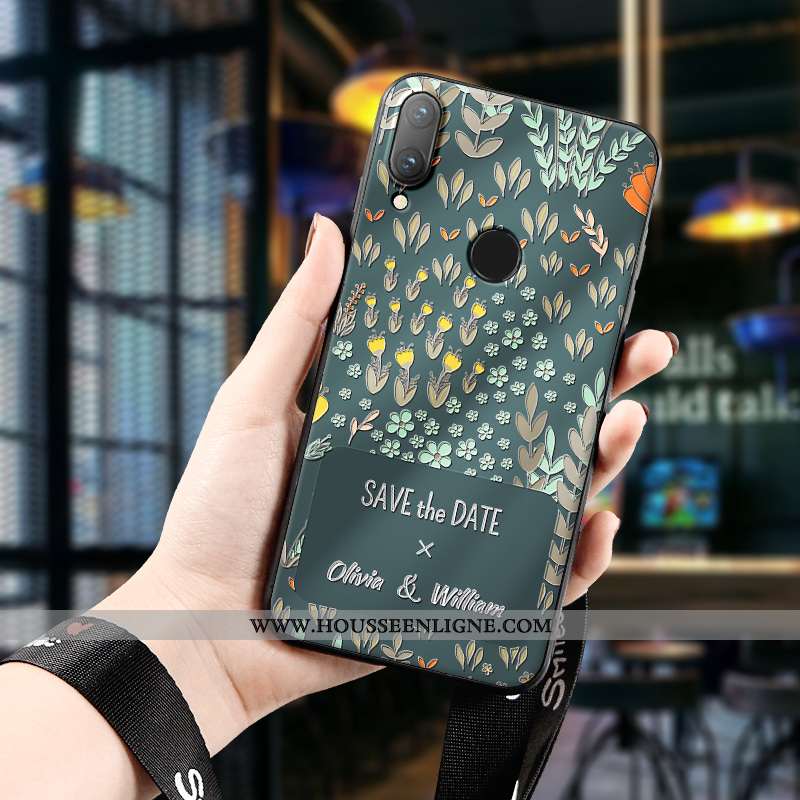 Coque Huawei P Smart 2020 Tendance Silicone Étui Téléphone Portable Dimensionnel Protection Art Vert
