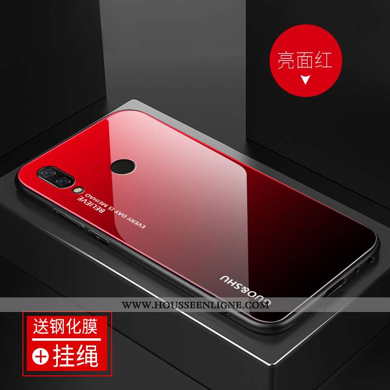Coque Huawei P Smart+ Personnalité Créatif Rouge Étui Délavé En Daim Protection Tendance
