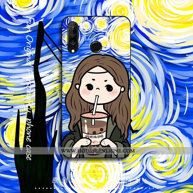 Coque Huawei P Smart+ Protection Créatif Bleu Téléphone Portable Silicone Drôle Étui