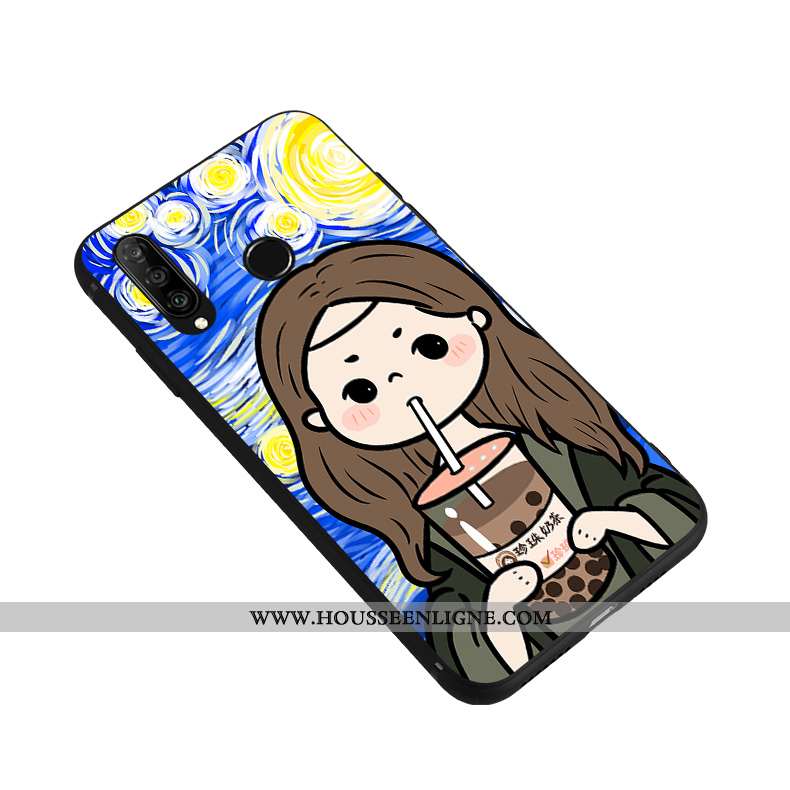 Coque Huawei P Smart+ Protection Créatif Bleu Téléphone Portable Silicone Drôle Étui