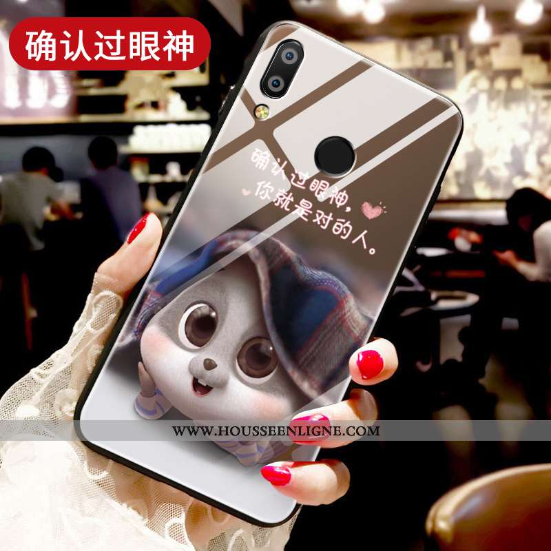 Coque Huawei P Smart+ Protection Verre Ornements Suspendus Tendance Fluide Doux Amoureux Étui Rouge